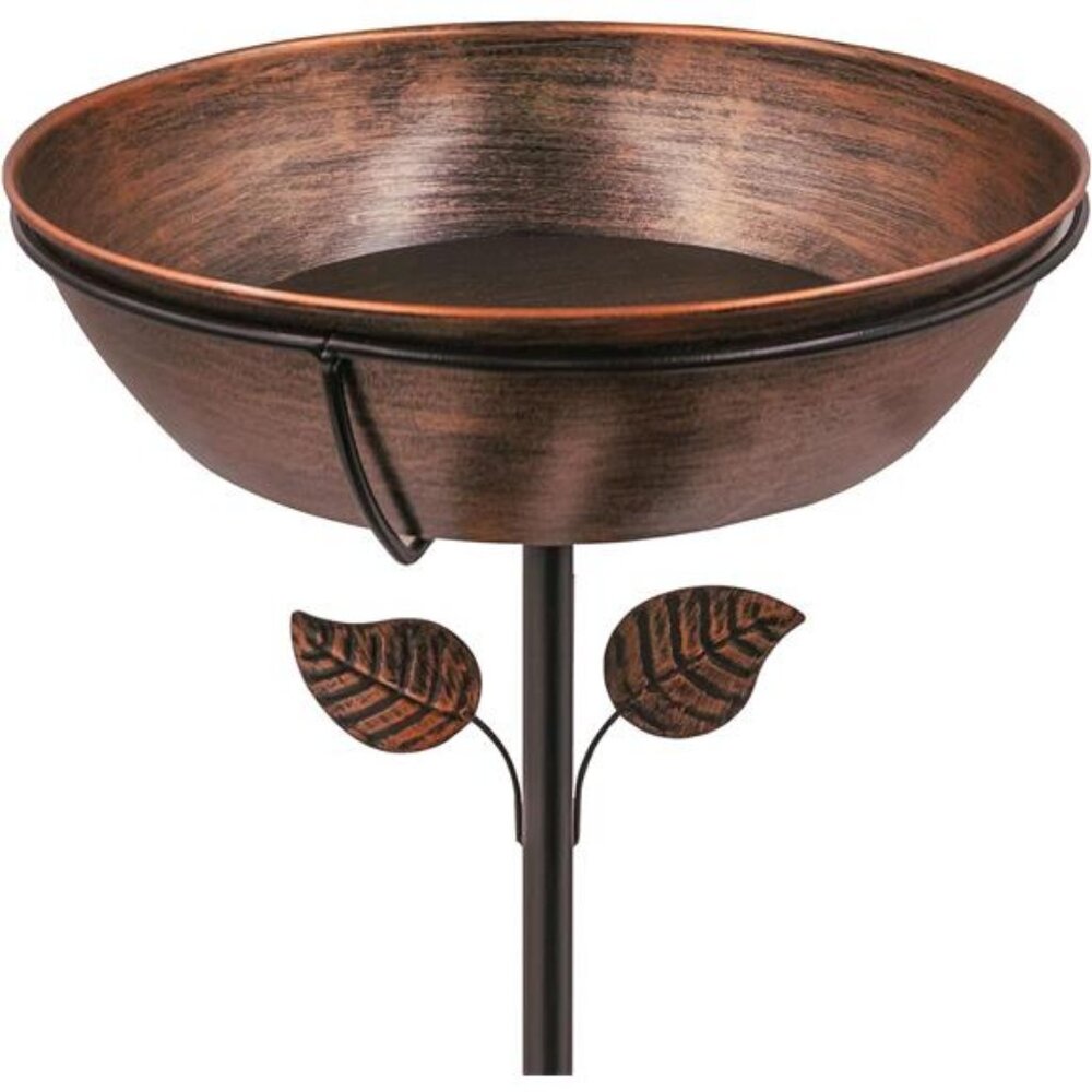 3" Deep Metal Bird Bath for Outdoors, Removable 13" Dia Bowl with Stable Stake